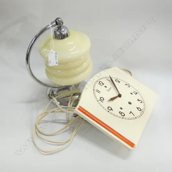 ART DECO TABLE LAMP & CLOCK 