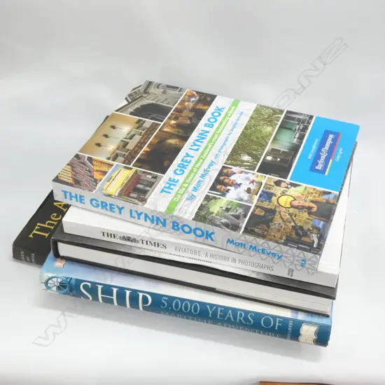 5 COFFEE TABLE BOOKS; GREY LYNN,2x AVIATION, AMERICAS CUP, SHIP