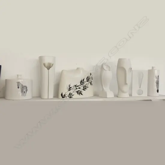 8 ASST WHITE CERAMIC VASES