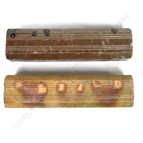 TWO NZ COLONIAL SALT GLAZED FOUNDATION PILES, L. 460MM