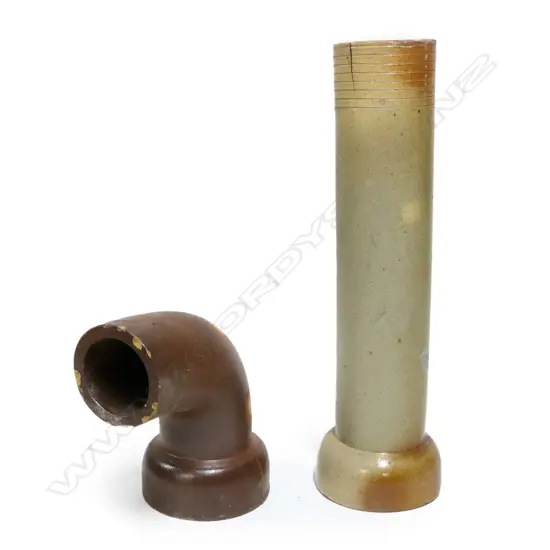 NZ COLONIAL SALT GLAZED PIPE (L.650mm) + SHORT CURVED PIPE, L. 280MM