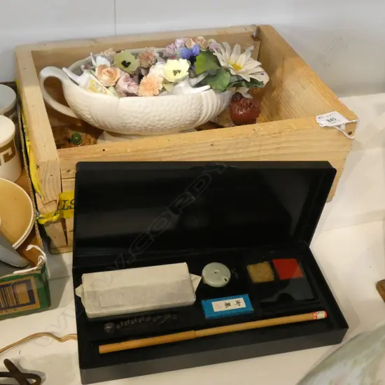 BOX LOT 3 ZAMPIVA FIGURINES, 5 COALPORT FLOWERS ETC