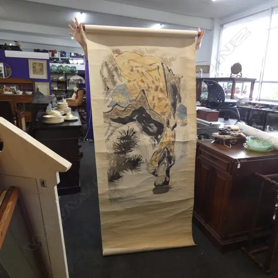 ORIENTAL SCROLL ARTWORK; LADY