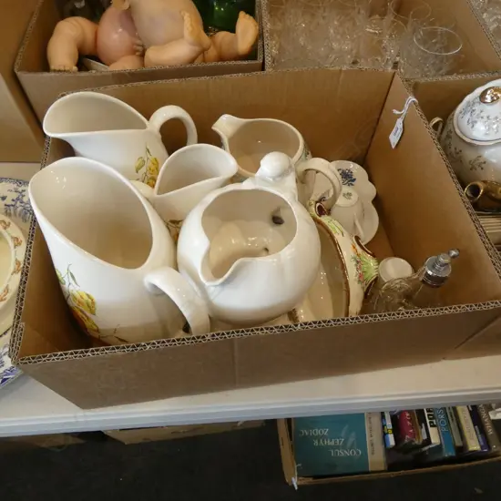 BOX CHINA JUGS ETC 