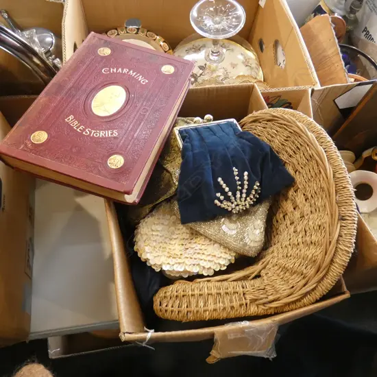 BOX WICKER CHAIR PURSES ETC 