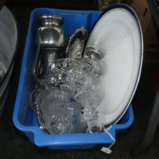 BOX ASST GLASS / CRYSTAL & SILVER PLATE  ETC..