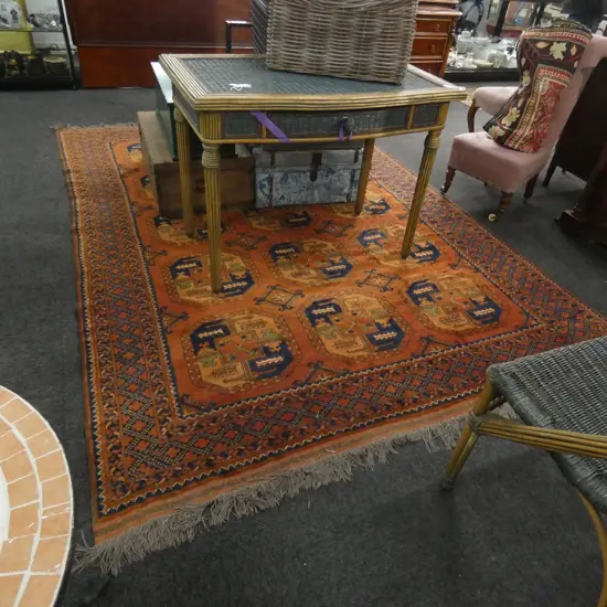 AFGHAN HAND KNOTTED RUG 2850 x 2050mm ALL WOOL OCTAGONAL GULS