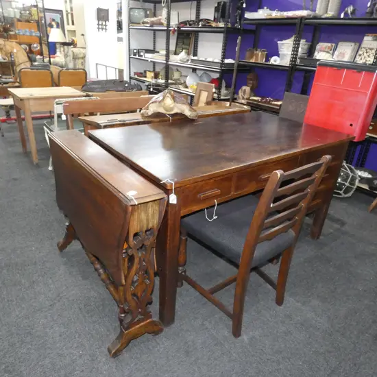1940s OAK DESK & CHAIR...