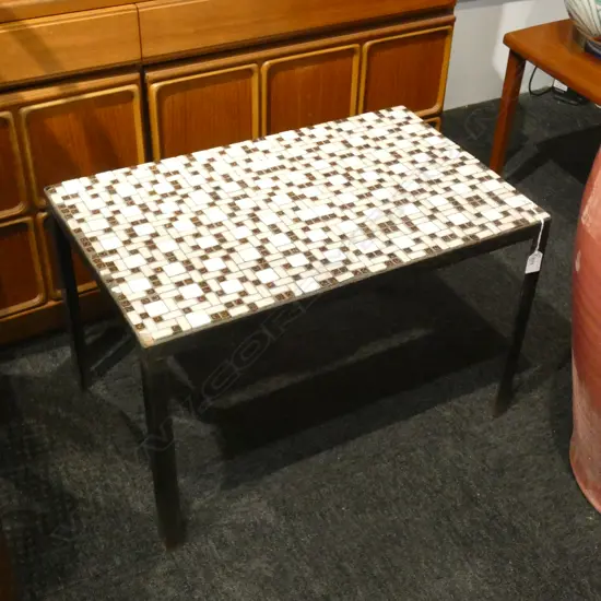 JOHN CRICHTON STYLE VINTAGE MOSAIC SIDE TABLE 615x385mm 