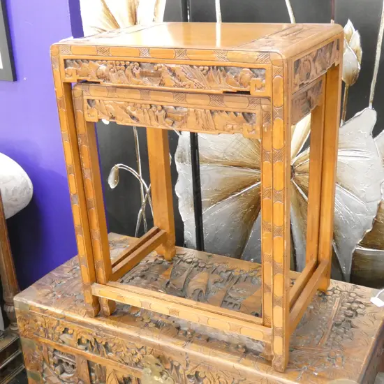 2 NESTING ORIENTAL SIDE TABLES H.650mm