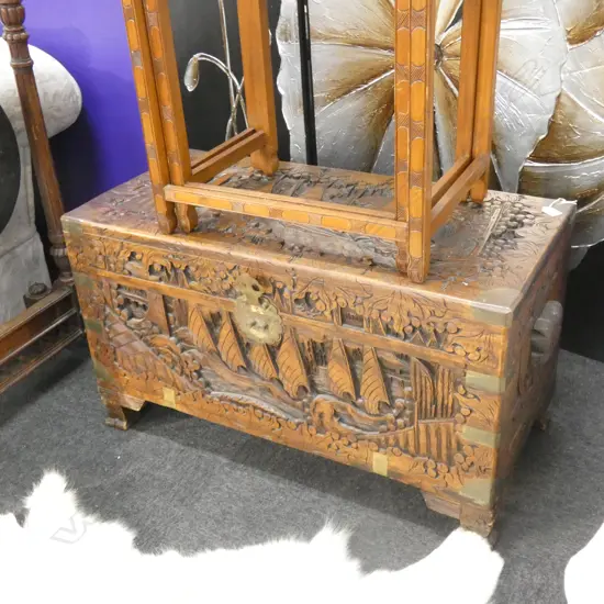 CARVED CAMPHOR CHEST 880x430x510mm