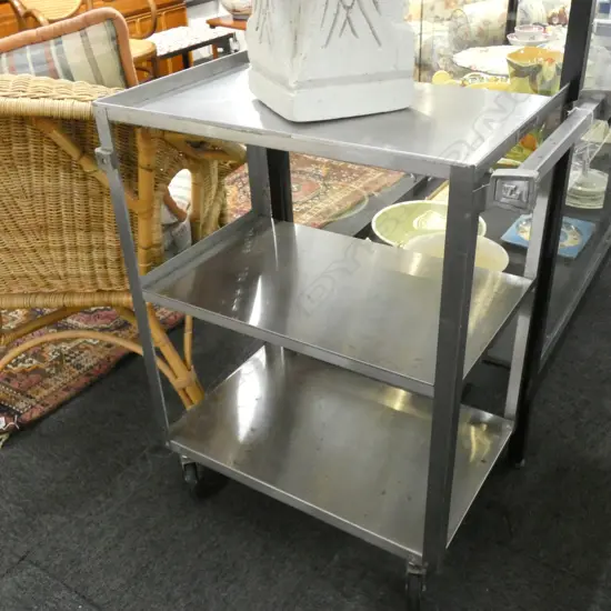 3 TIER STAINLESS STEEL TROLLEY 'LAKESIDE WIS. USA'