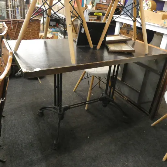 CONSOLE TABLE WOODEN TOP IRON LEGS