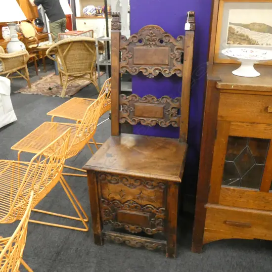 CARVED JACOBEAN STYLE CHAIR H1260