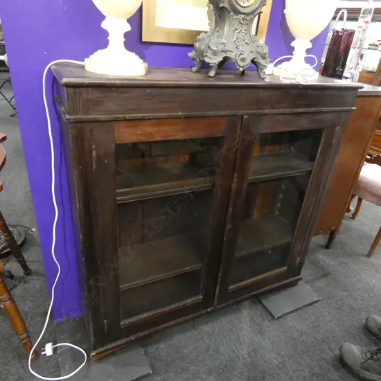 WOODEN GLAZED DISPLAY CABINET NEEDS ATTENTION H 1020 MM