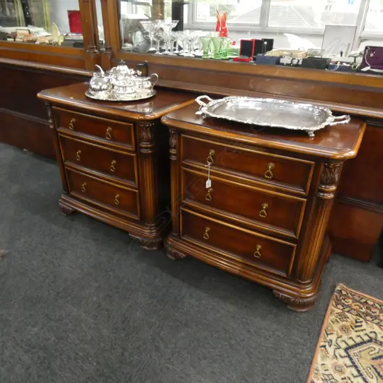 PR OF MAHOGANY BEDSIDE CABINETS SOME MINOR MARKS H 740 X W 750 MM