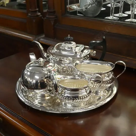 EPNS TEA SET ON TRAY 