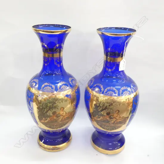 PR LARGE BLUE GLASS VASES H.430mm