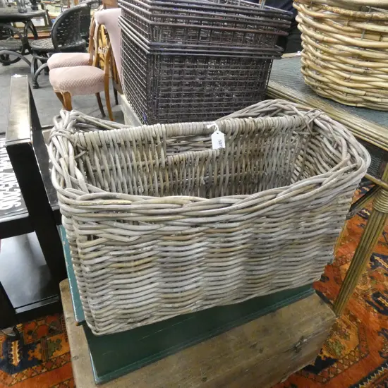 LARGE RECTANGULAR CANE CARRY ALL BASKET W.540mm