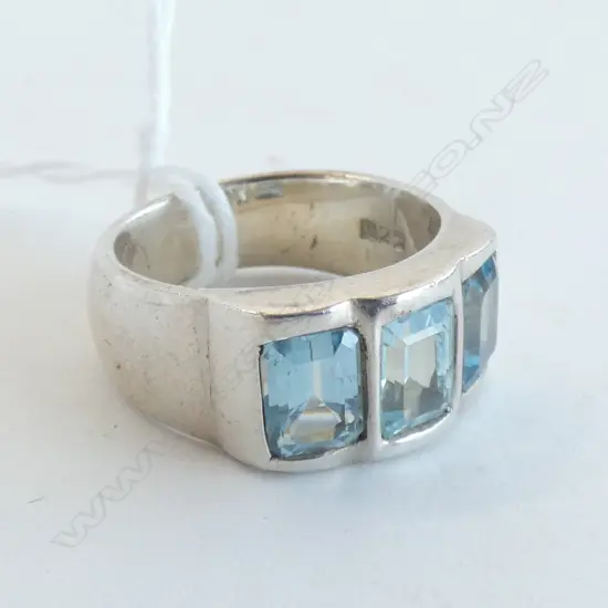 SILVER AND BLUE TOPAZ RING