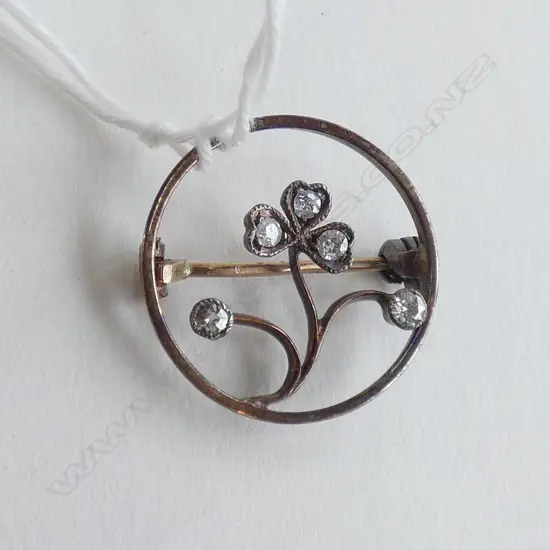 EDWARDIAN 9CT GOLD AND DIAMOND BROOCH 2.44gm