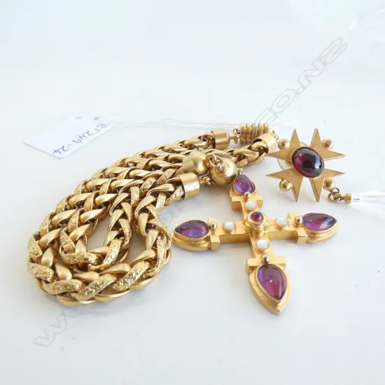 CHUNKY COSTUME CROSS NECKLACE & ONE EARRING