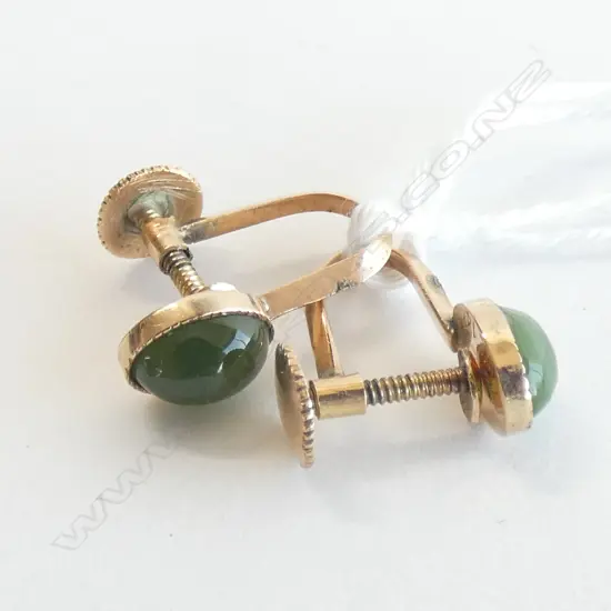 14CT GOLD & GREENSTONE EARRINGS 2.1 GRAMS