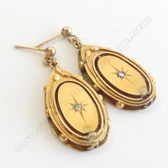 VICTORIAN GOLD AND DIAMOND EARRINGS (old repairs)  5.38gm