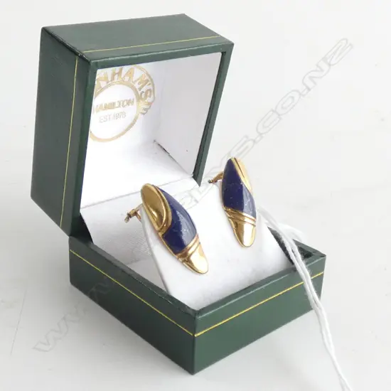 PR 18K GOLD & LAPIS CLIP-ON EARRINGS 8gms