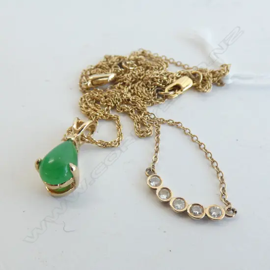 DIAMOND NECKLACE ON GP CHAIN + OTHER GP NECKLACE