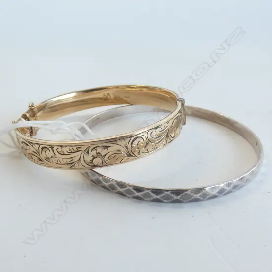 GOLD PLAT BRACELET & SILVER BANGLE
