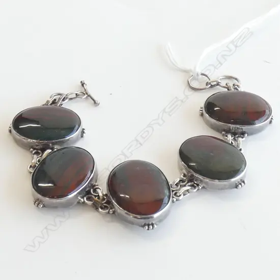 SILVER? & AGATE BRACELET
