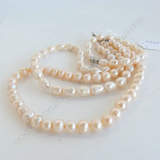 TWO CULTURED PEARL NECKLACES AND A BRACELET