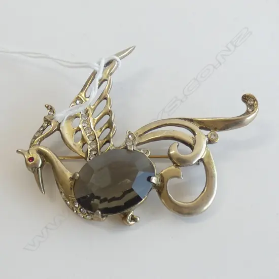 STG SILVER PEACOCK BROOCH