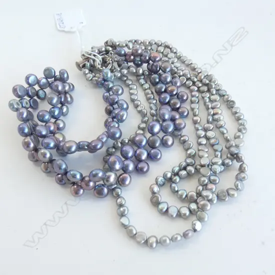 TWO COLOURED CULTURED  PEARL  NECKLACES