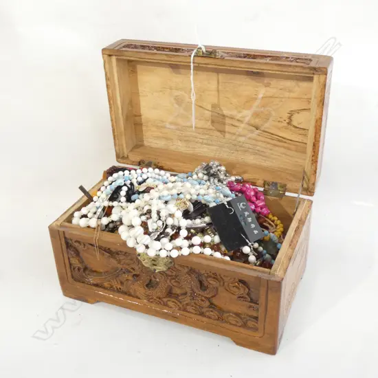 MINI CAMPHOR BOX ASST. COSTUME JEWELLERY + STAMPS ETC