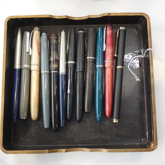 TRAY OF 12 VINTAGE FOUNTAIN PENS