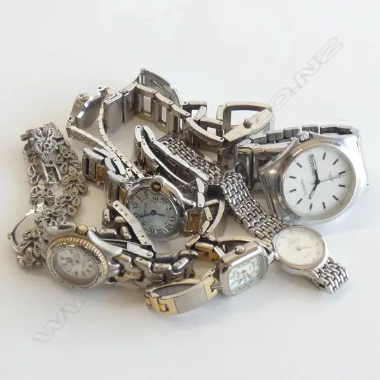 8 SILVER TONE WATCHES