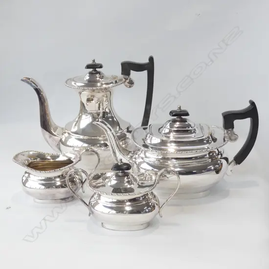 4 PC VINERS SILVER PLATE SET; COFFEE & TEAPOT / SUGAR BOWL & JUG