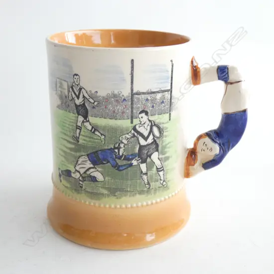 An Arthur Wood sports series Royal Bradwell rugby mug