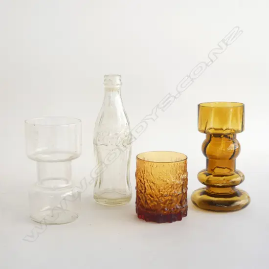 COCA COLA BOTTLE + RETRO VASES + GLASS
