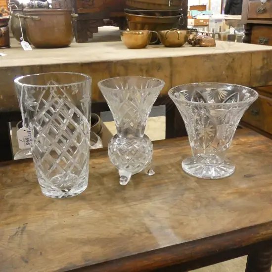 3 CRYSTAL VASES