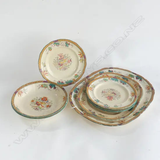 8 MASONS IRONSTONE PLATES INCL  ASHETTES, ORIENTAL PATTERN