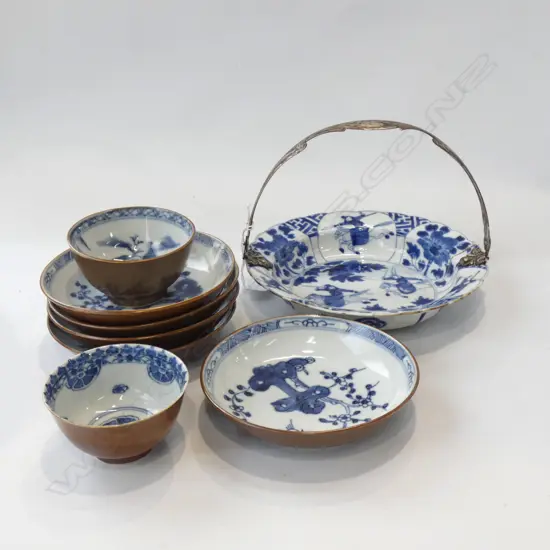 8 PCS OLD BLUE & WHITE ORIENTAL CHINA (1 A/F) 