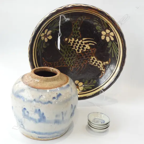 CHINESE PLATE (DIA 275MM), GINGER JAR & 4 SM ORIENTAL DISHES 