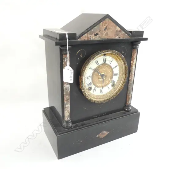 EDWARDIAN MARBLE MANTLECLOCK WITH KEY