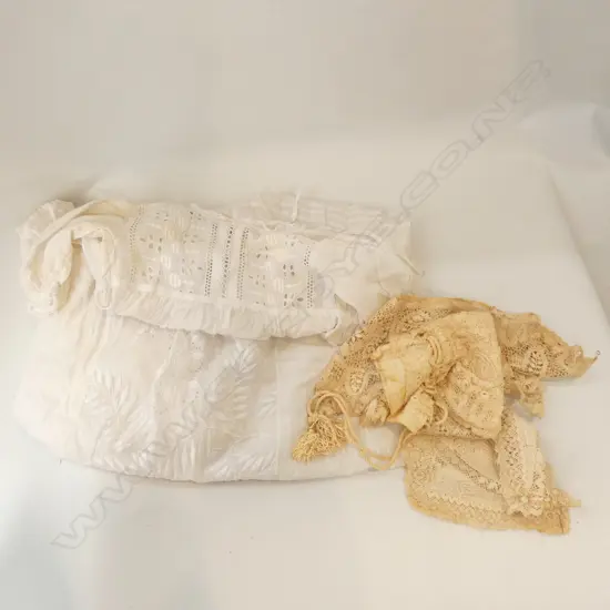 4 VICTORIAN LINEN; CHRISTENING GOWN ETC..