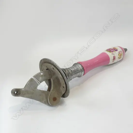 ANTIQUE PINK CERAMIC BEER PULL BY NZ MAKER WT TOOMEY CHCH