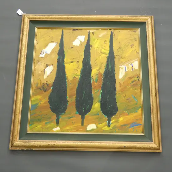 SIGNED OIL; 3 TREES 510x510mm