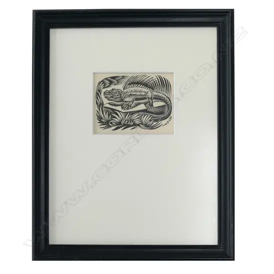 C. 1957 E. MERVYN TAYLOR - WOOD ENGRAVING, TUATARA, UNSIGNED/UNEDITIONED, H. 70 X W. 90mm